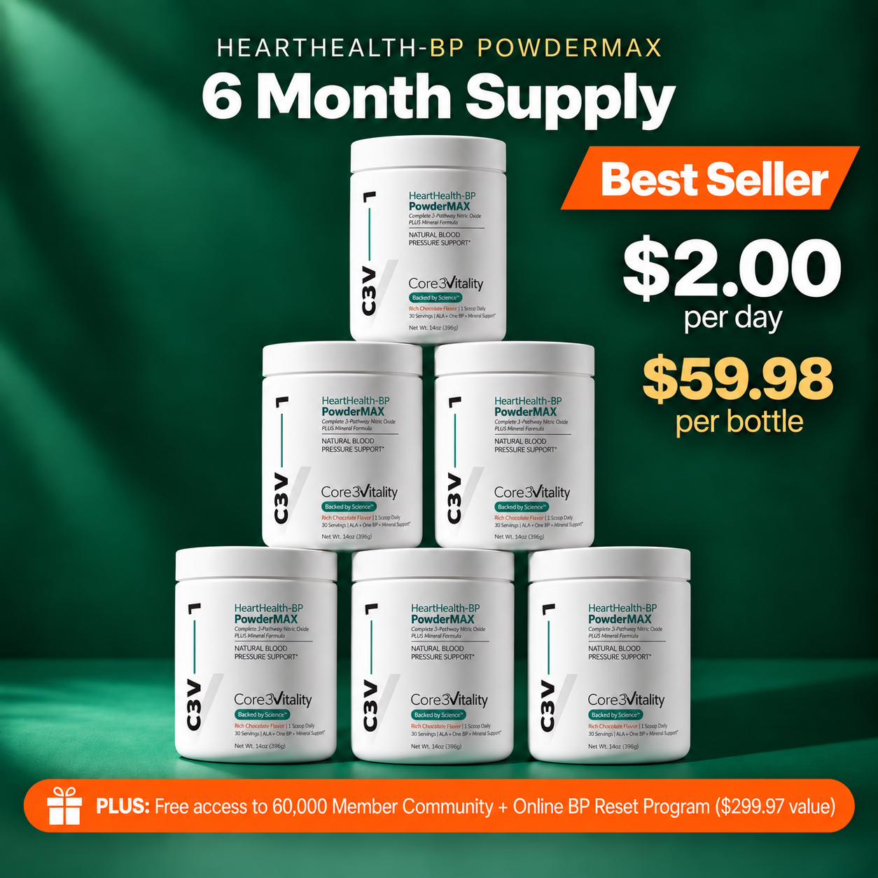 HeartHealth-BP PowderMAX - 6 month supply